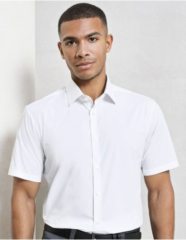 PRE-PR246-Mens Stretch Fit Poplin Short Sleeve Cotton Shirt